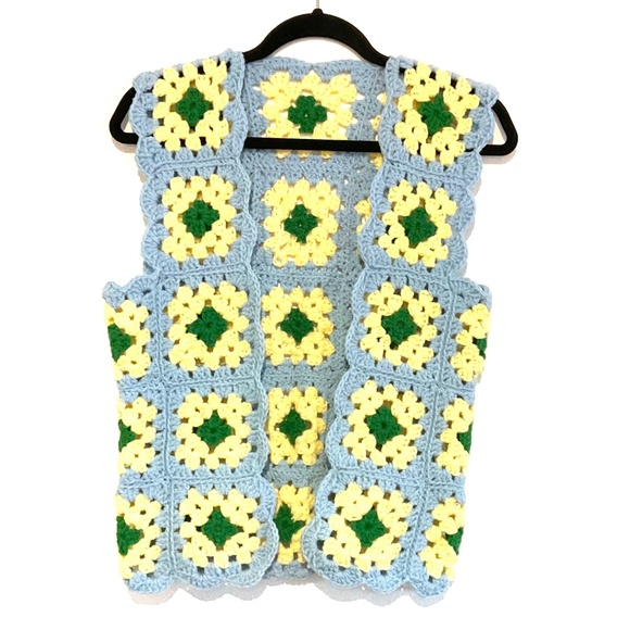 VINTAGE Grannycore Square Knit Sweater Vest Mint Condition - Picture 1 of 7